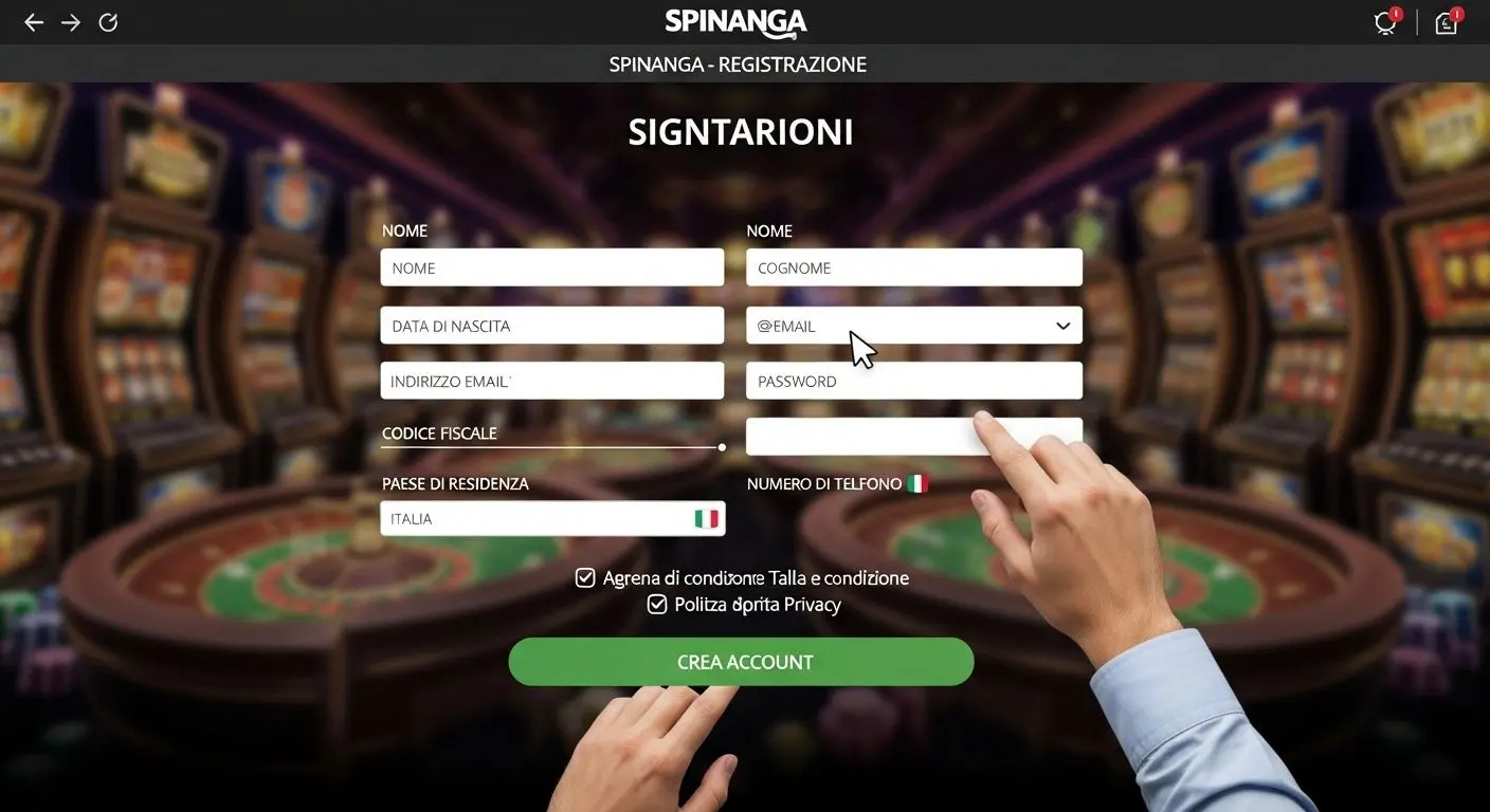 Come registrarsi casino account problems